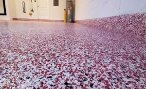 Half finished epoxy floor installation